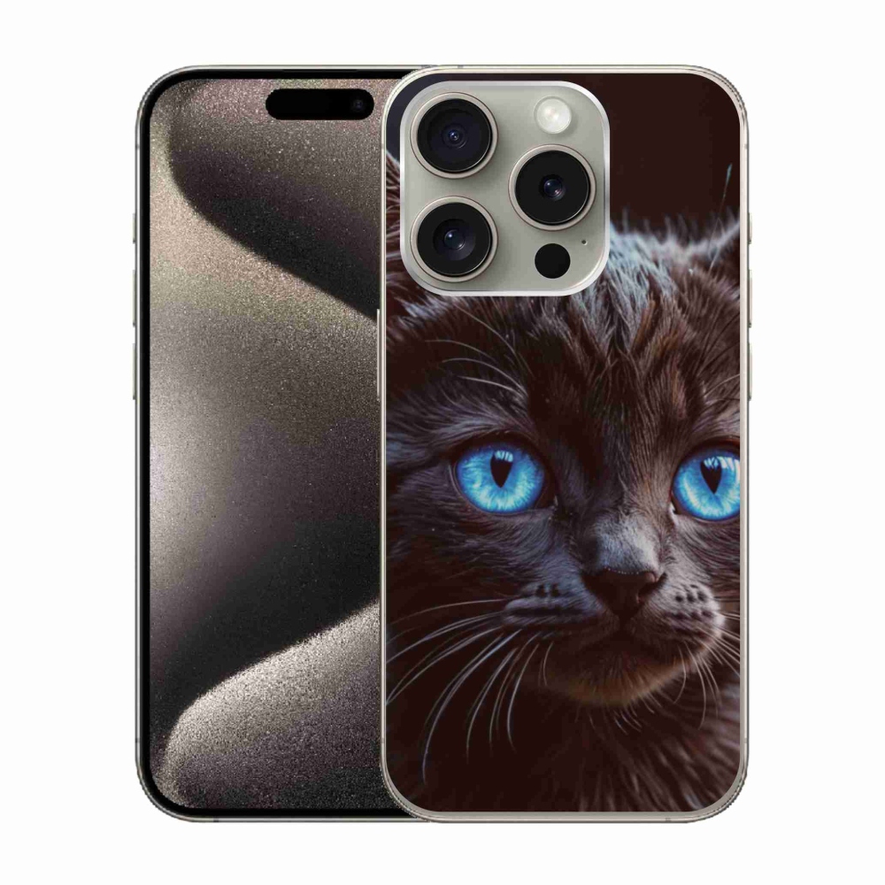 Gelový kryt mmCase na iPhone 15 Pro - černé kotě 2