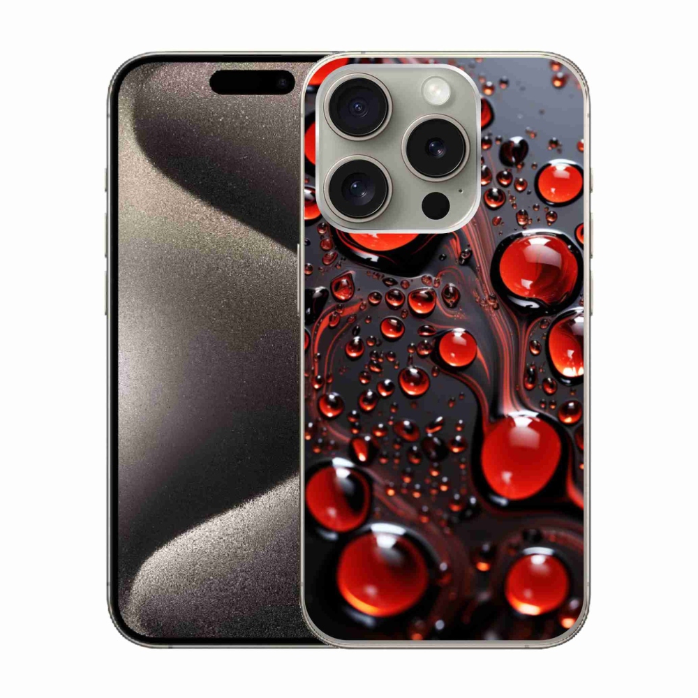 Gelový kryt mmCase na iPhone 15 Pro - červené kapky 2