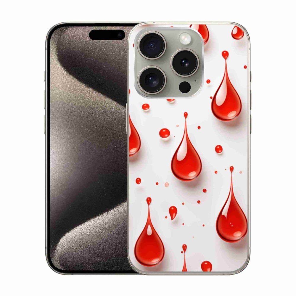 Gelový kryt mmCase na iPhone 15 Pro - červené kapky