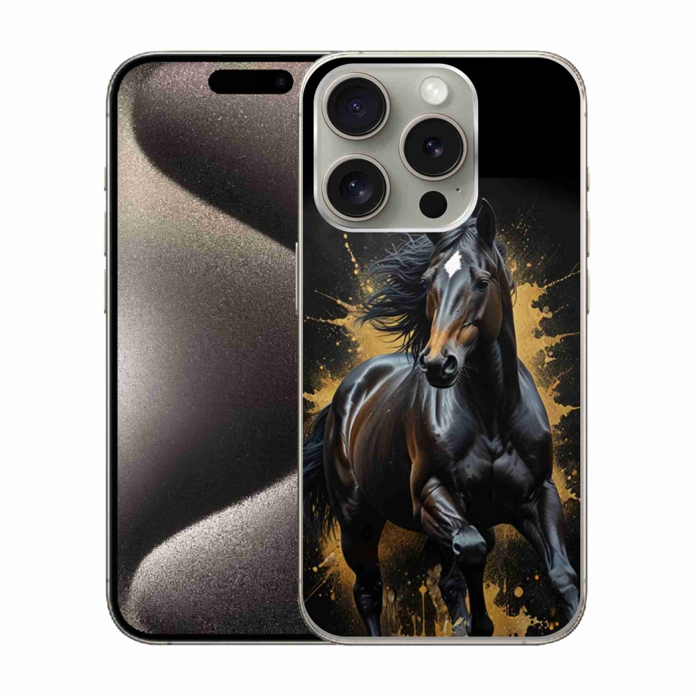 Gelový kryt mmCase na iPhone 15 Pro - elegantní černý hřebec