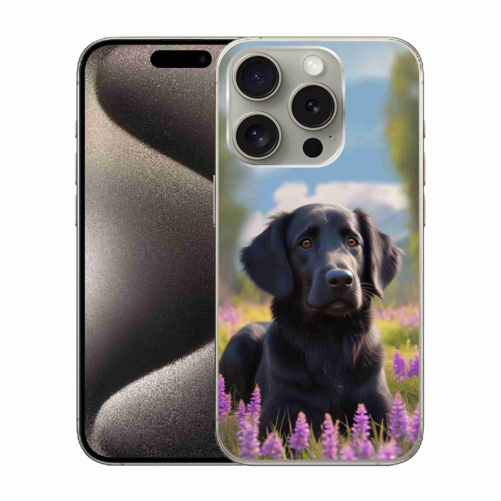 Gelový kryt mmCase na iPhone 15 Pro - elegantní černý retrívr