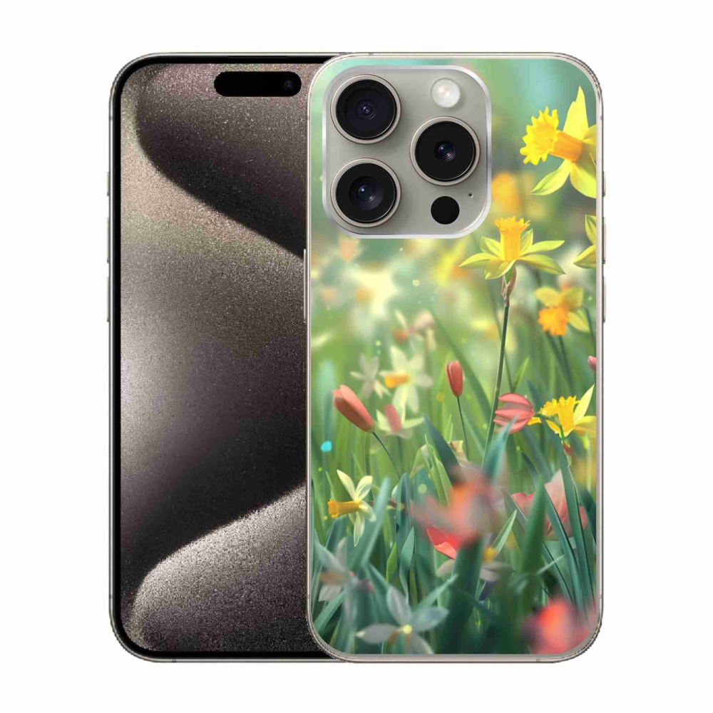 Gelový kryt mmCase na iPhone 15 Pro - jarní květy