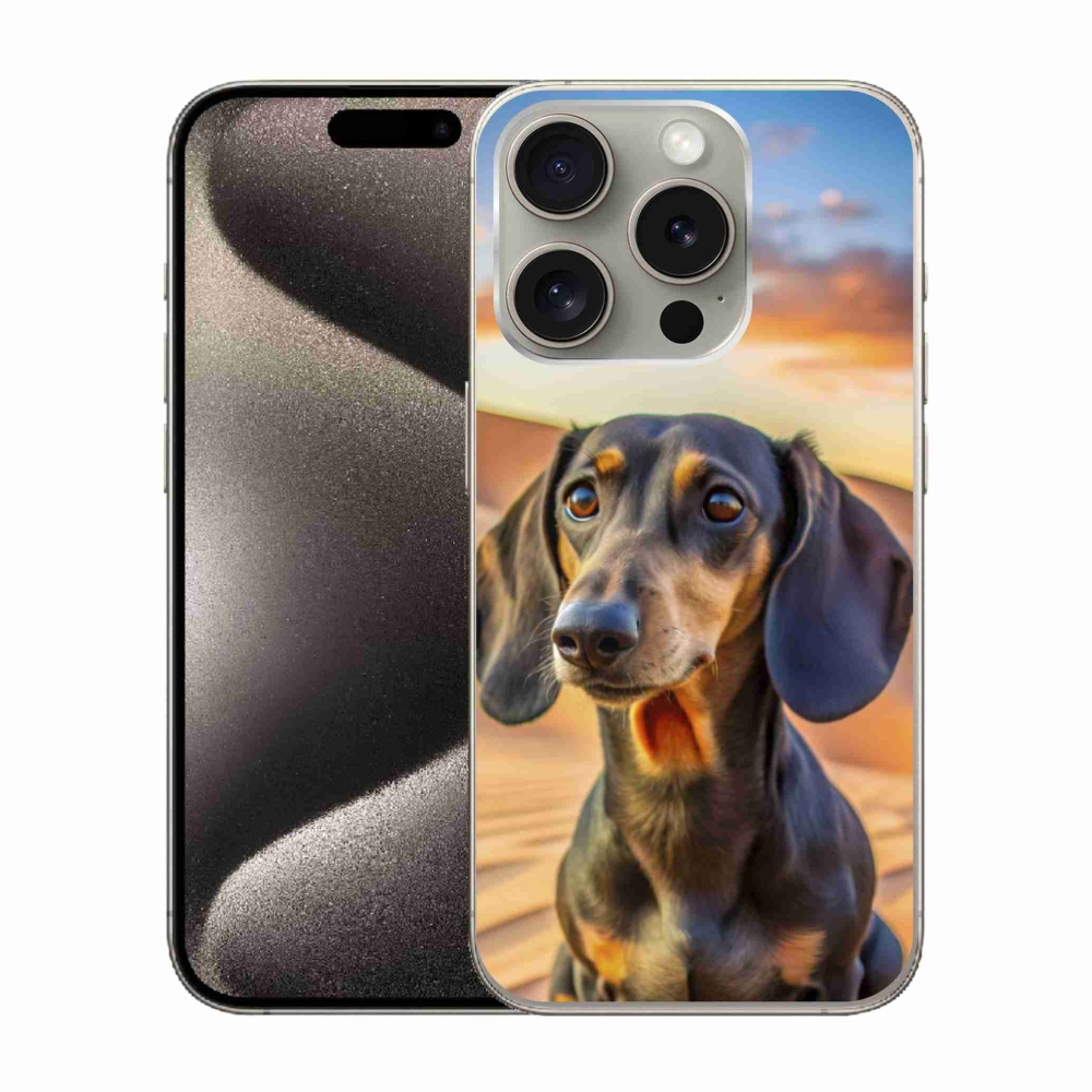 Gelový kryt mmCase na iPhone 15 Pro - jezevčík 3 