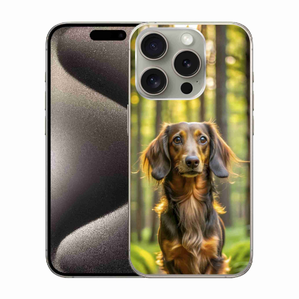 Gelový kryt mmCase na iPhone 15 Pro - jezevčík 4