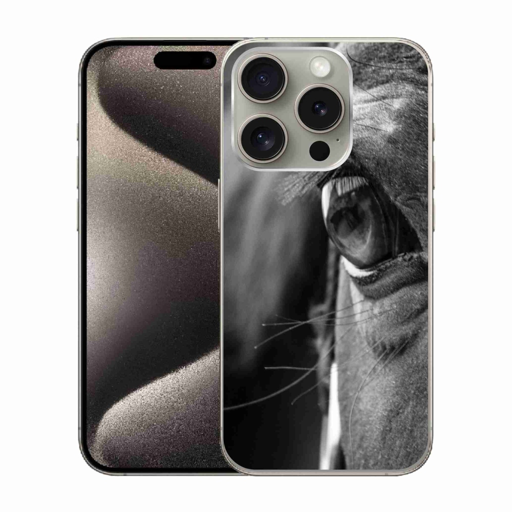 Gelový kryt mmCase na iPhone 15 Pro - koňský pohled