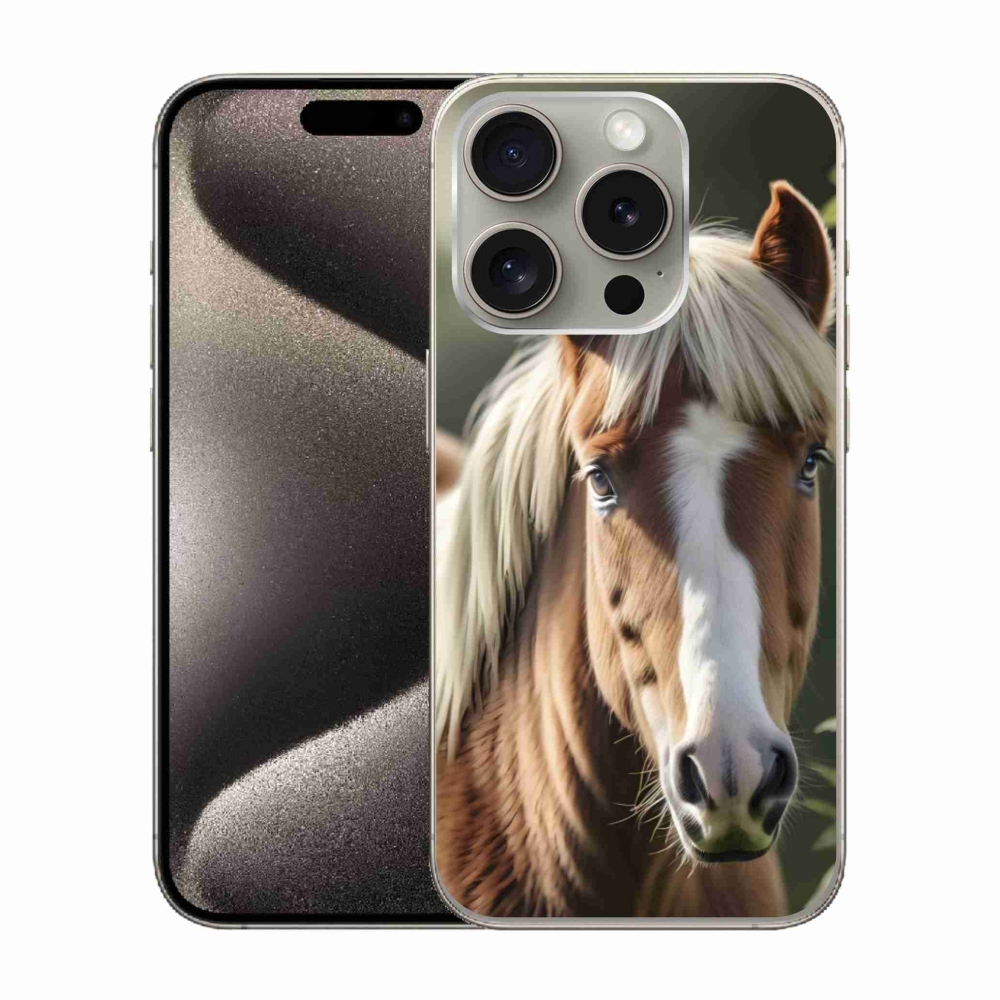Gelový kryt mmCase na iPhone 15 Pro - kůň se světlou hřívou