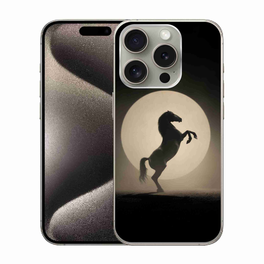 Gelový kryt mmCase na iPhone 15 Pro - kůň v siluetě