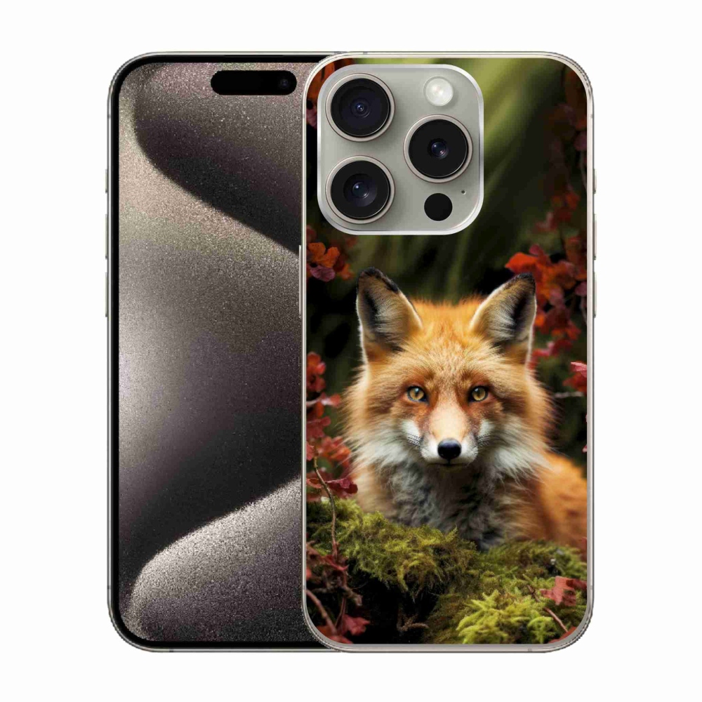 Gelový kryt mmCase na iPhone 15 Pro - liška v lese