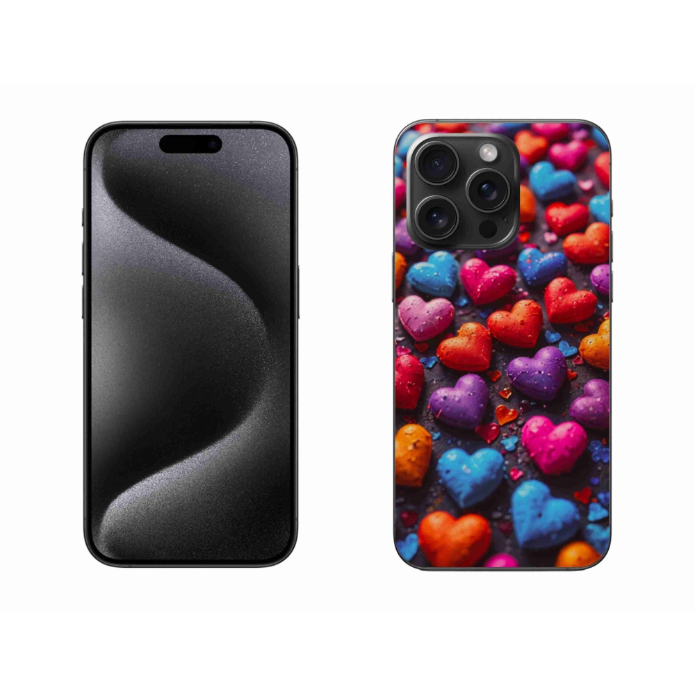 Gelový kryt mmCase na iPhone 15 Pro Max - barevná srdce