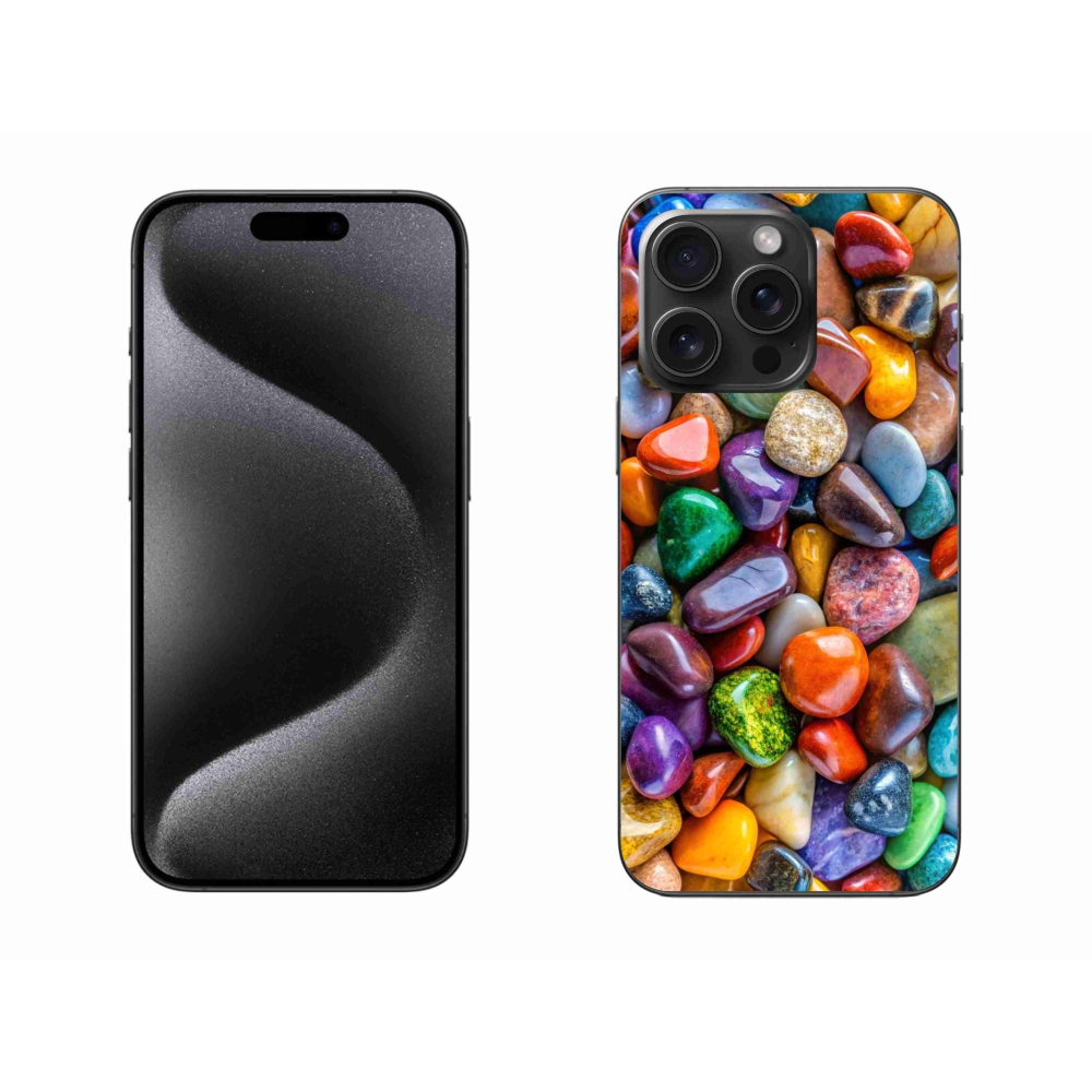 Gelový kryt mmCase na iPhone 15 Pro Max - barevné kamínky