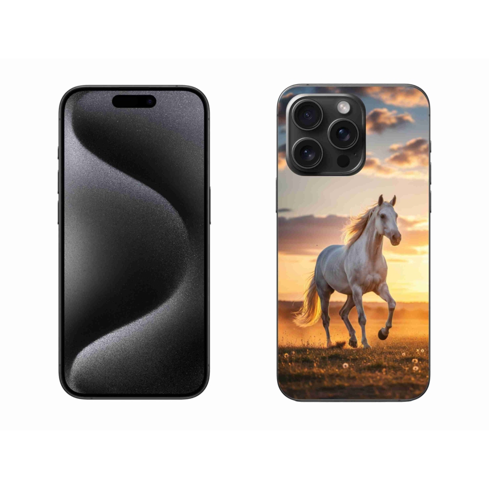 Gelový kryt mmCase na iPhone 15 Pro Max - běžící bílý kůň 2