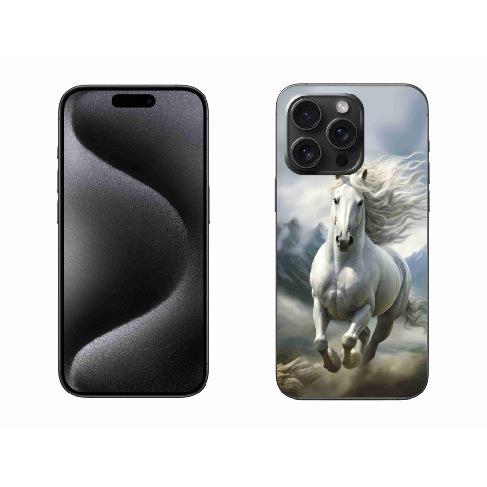 Gelový kryt mmCase na iPhone 15 Pro Max - běžící bílý kůň 3