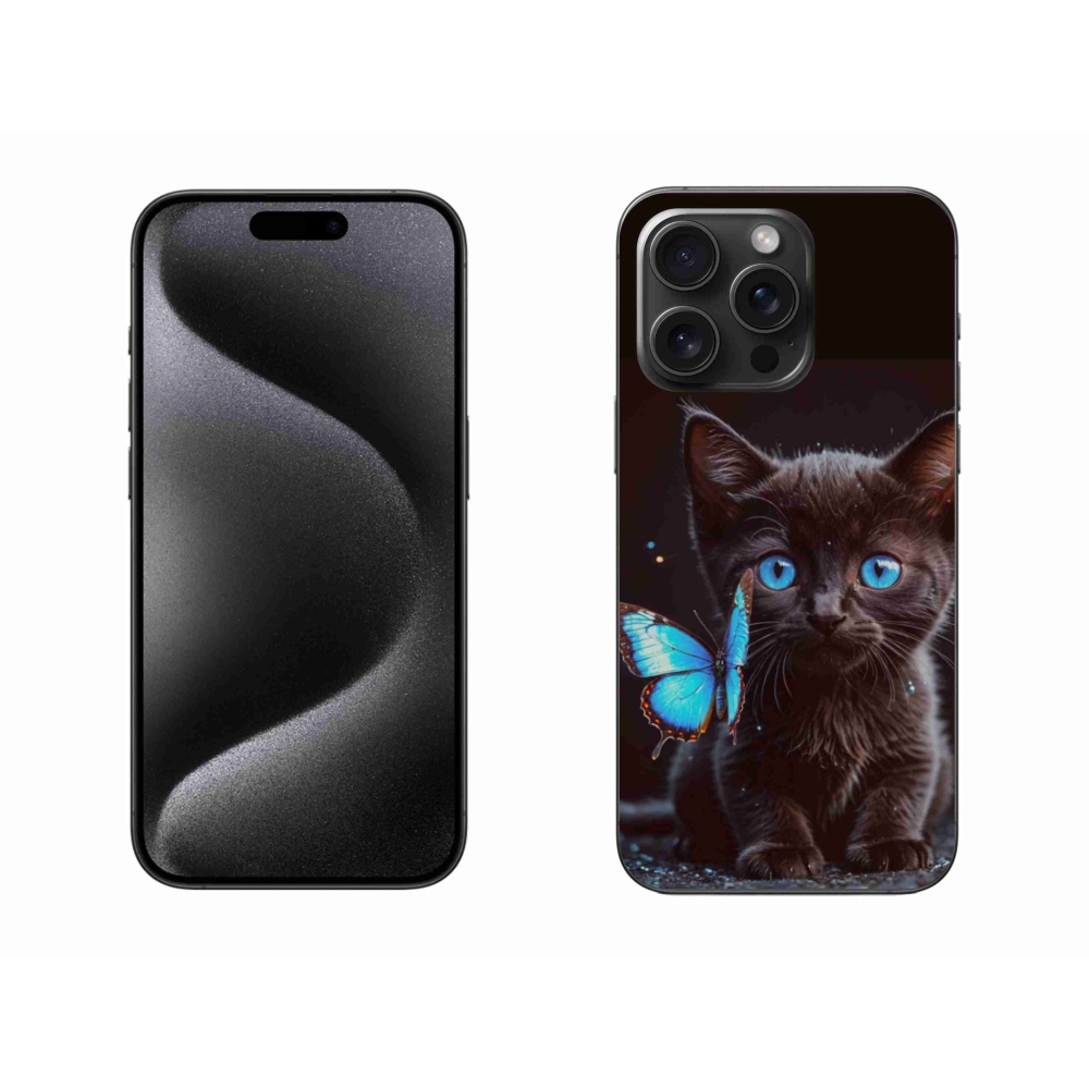 Gelový kryt mmCase na iPhone 15 Pro Max - černé kotě 3
