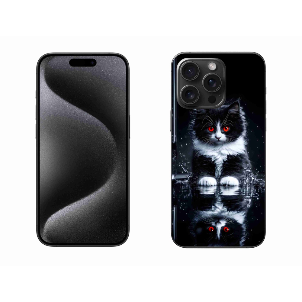 Gelový kryt mmCase na iPhone 15 Pro Max - černobílé kotě