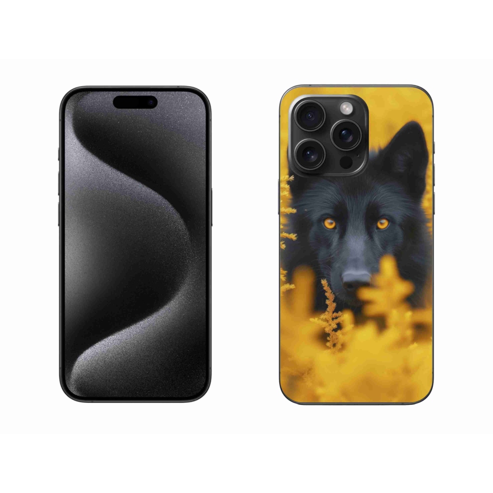 Gelový kryt mmCase na iPhone 15 Pro Max - černý vlk 2