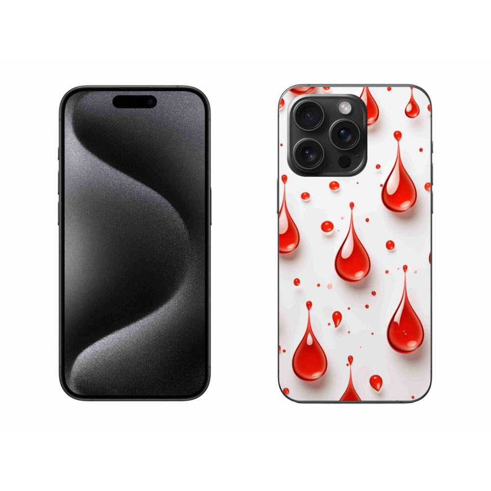 Gelový kryt mmCase na iPhone 15 Pro Max - červené kapky
