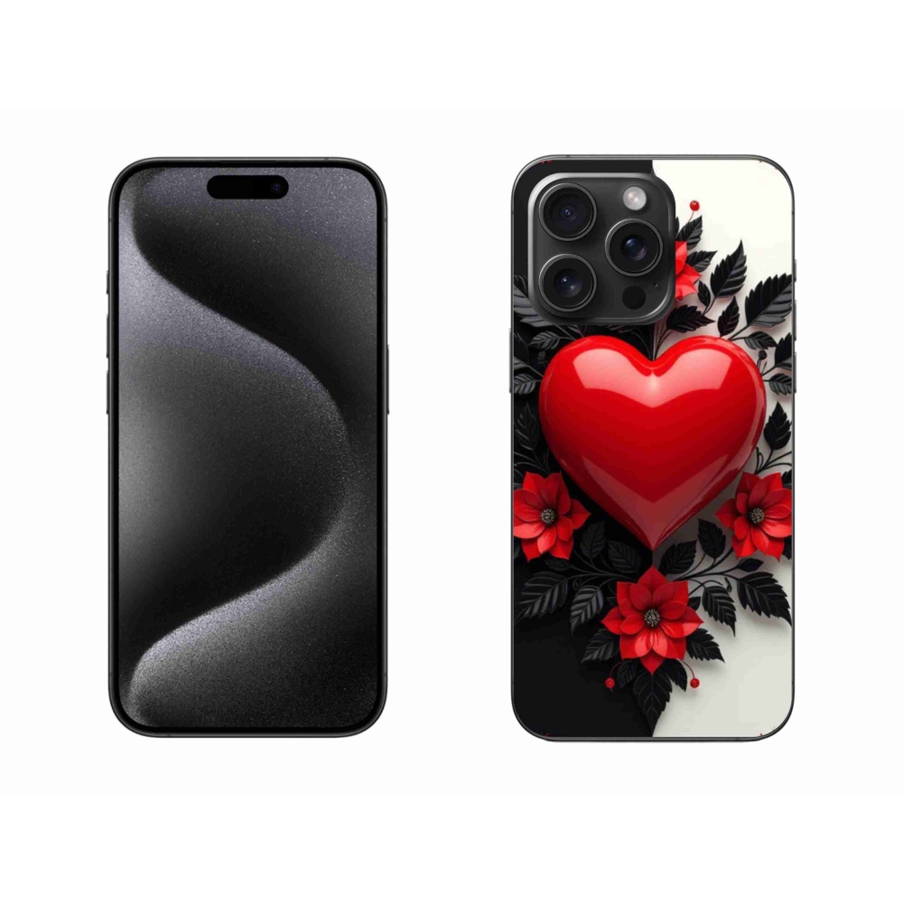 Gelový kryt mmCase na iPhone 15 Pro Max - červené srdce