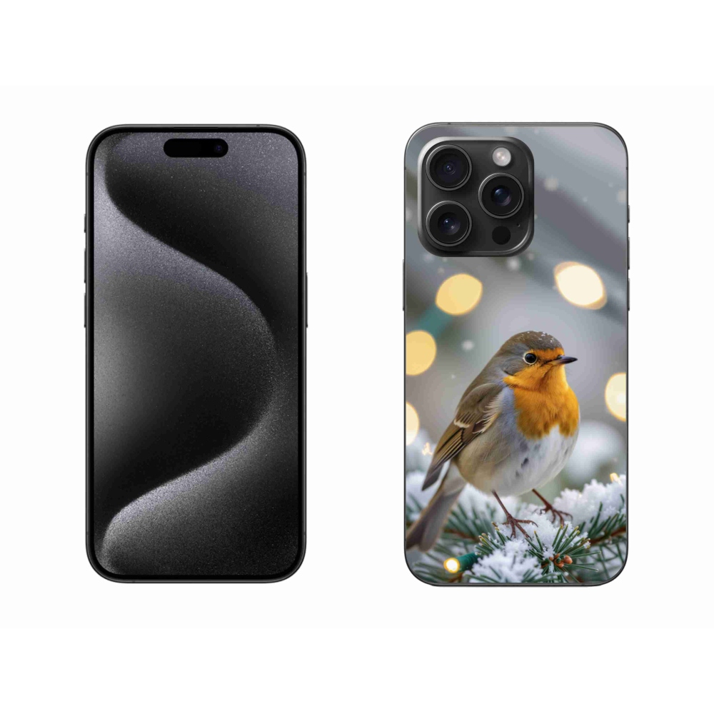 Gelový kryt mmCase na iPhone 15 Pro Max - červenka v zimě