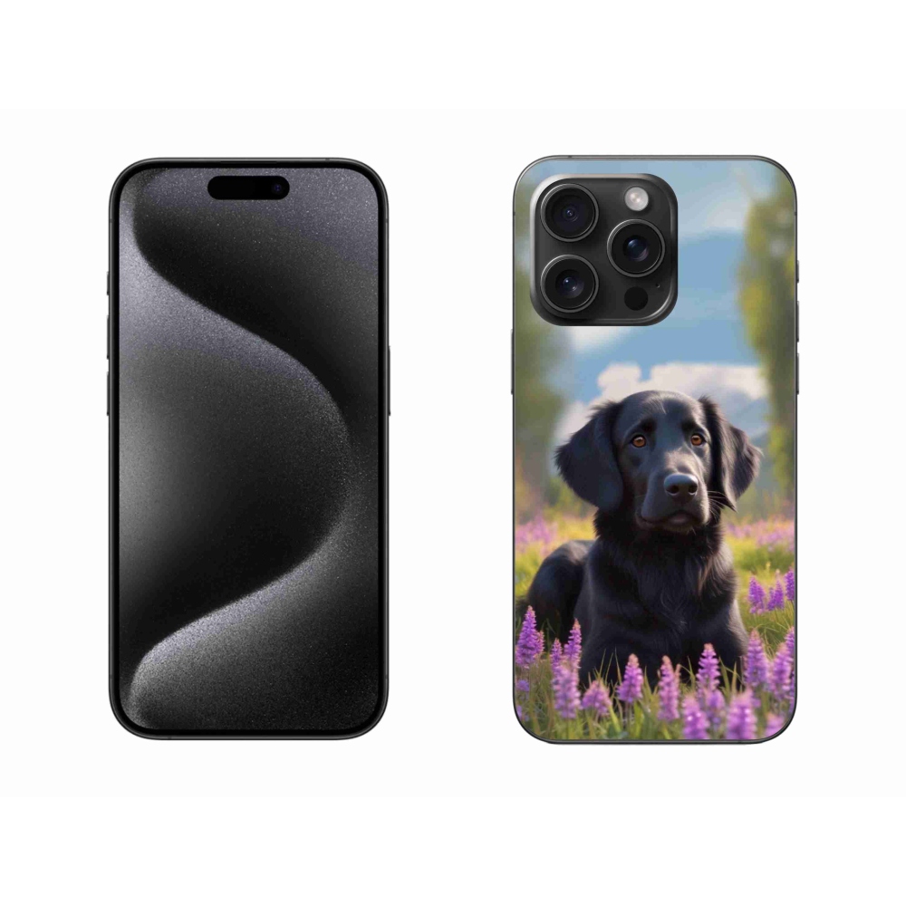 Gelový kryt mmCase na iPhone 15 Pro Max - elegantní černý retrívr
