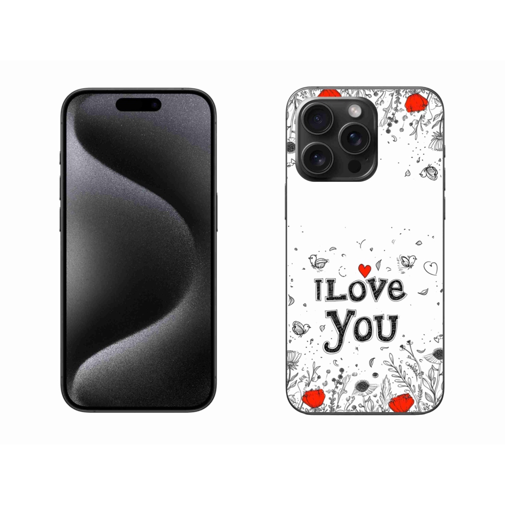 Gelový kryt mmCase na iPhone 15 Pro Max - I love you bílé pozadí