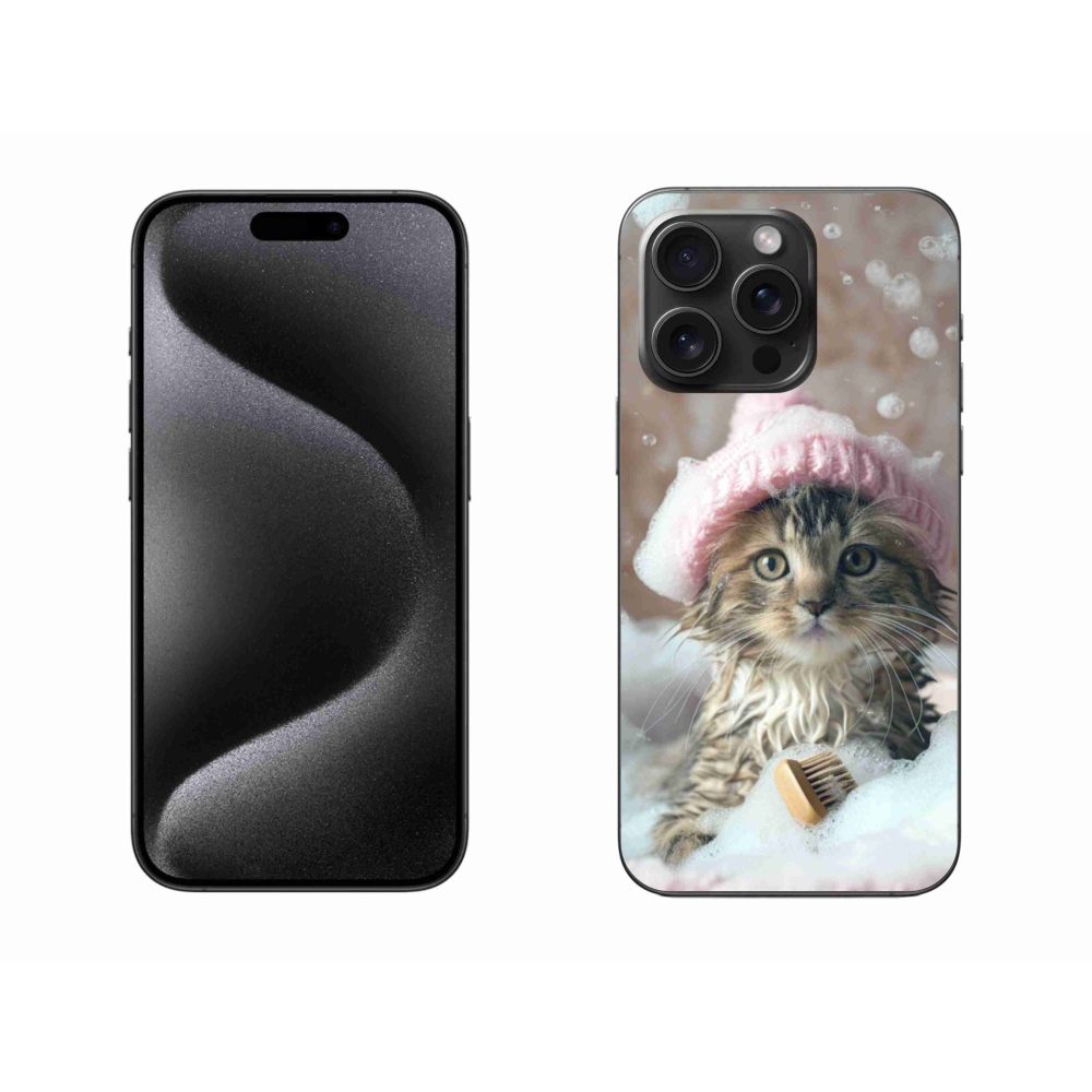 Gelový kryt mmCase na iPhone 15 Pro Max - kotě a koupel