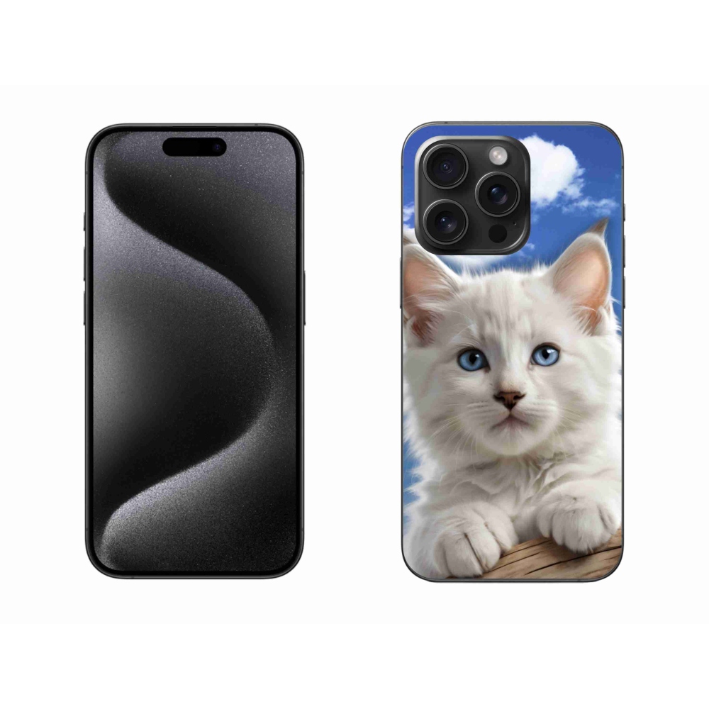 Gelový kryt mmCase na iPhone 15 Pro Max - kotě a oblaka