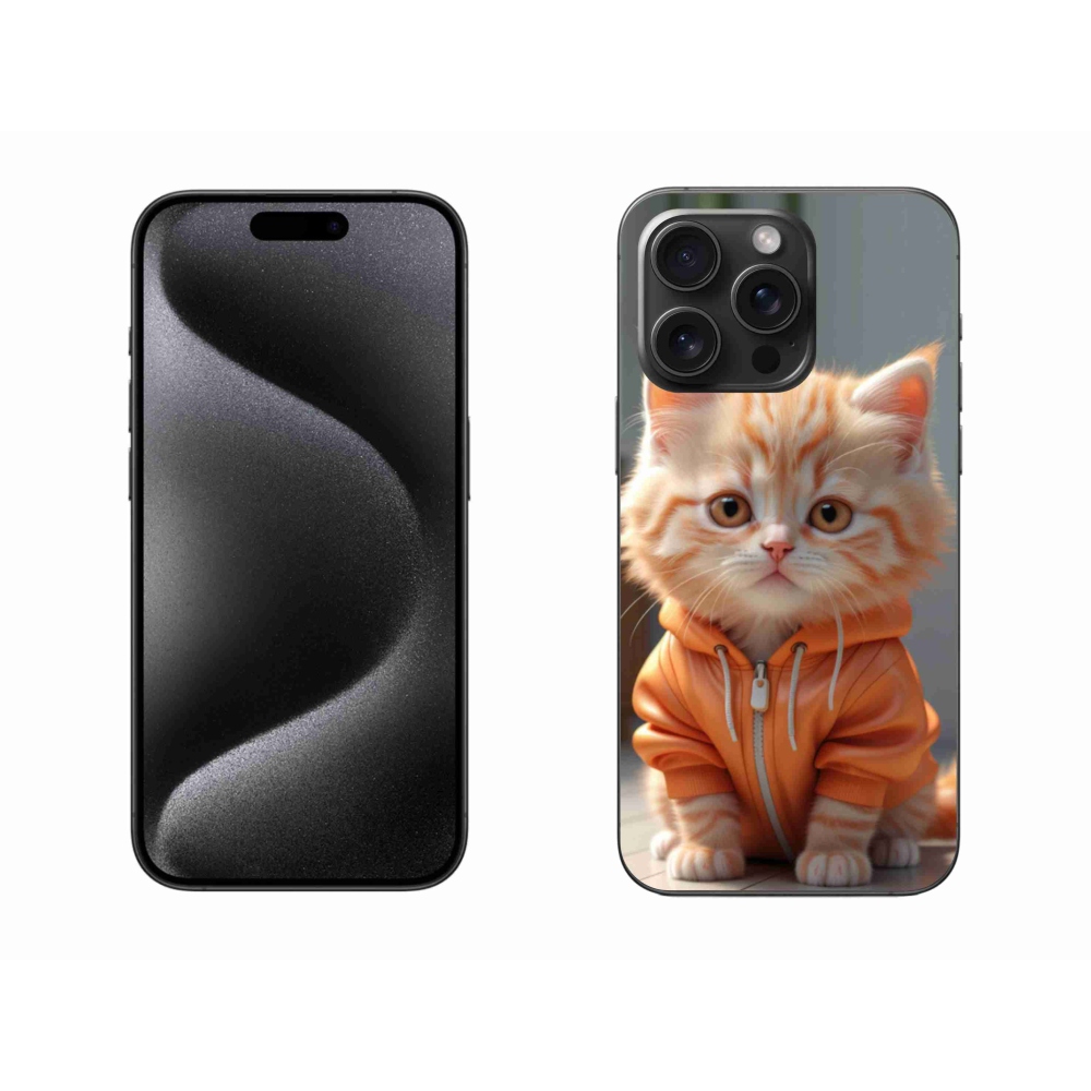 Gelový kryt mmCase na iPhone 15 Pro Max - kotě v mikině