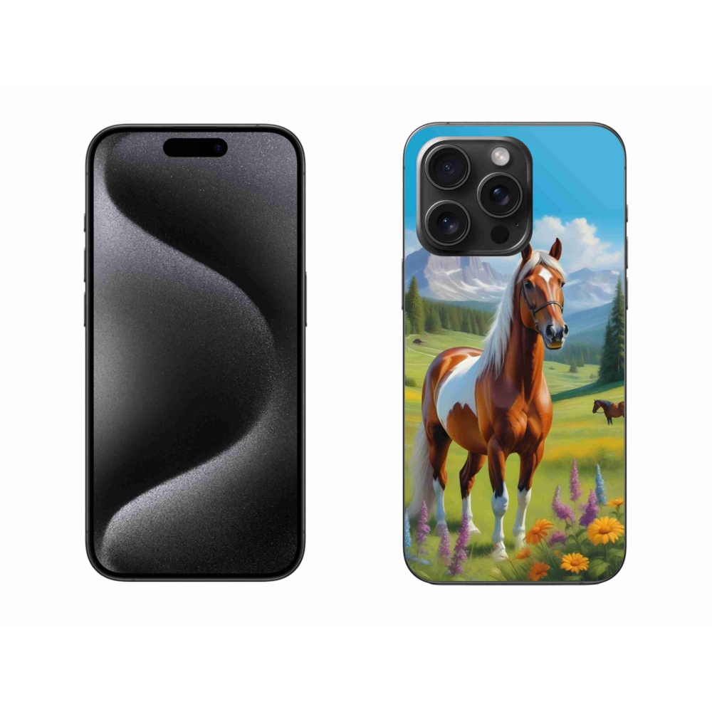 Gelový kryt mmCase na iPhone 15 Pro Max - kůň na louce
