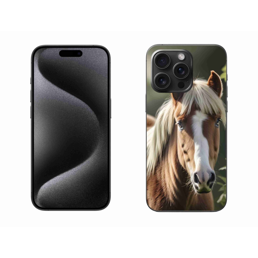 Gelový kryt mmCase na iPhone 15 Pro Max - kůň se světlou hřívou