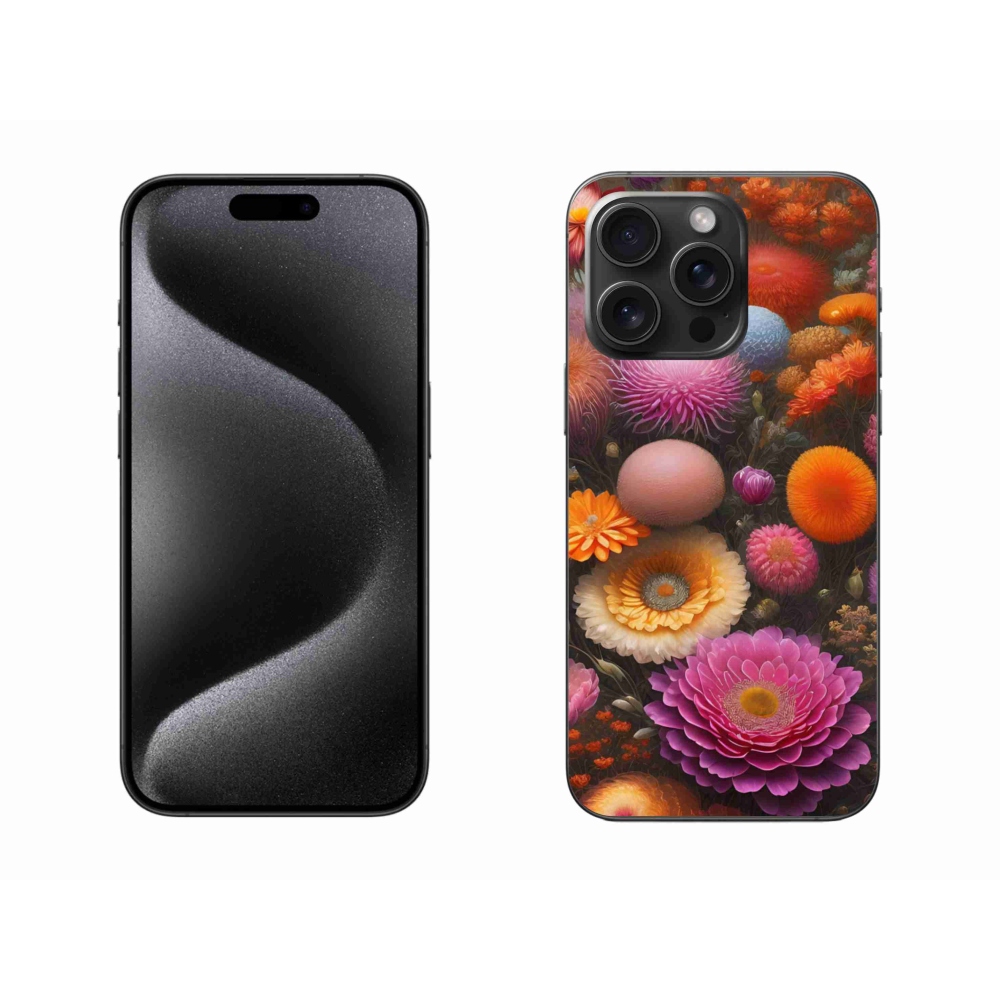 Gelový kryt mmCase na iPhone 15 Pro Max - květinová kompozice