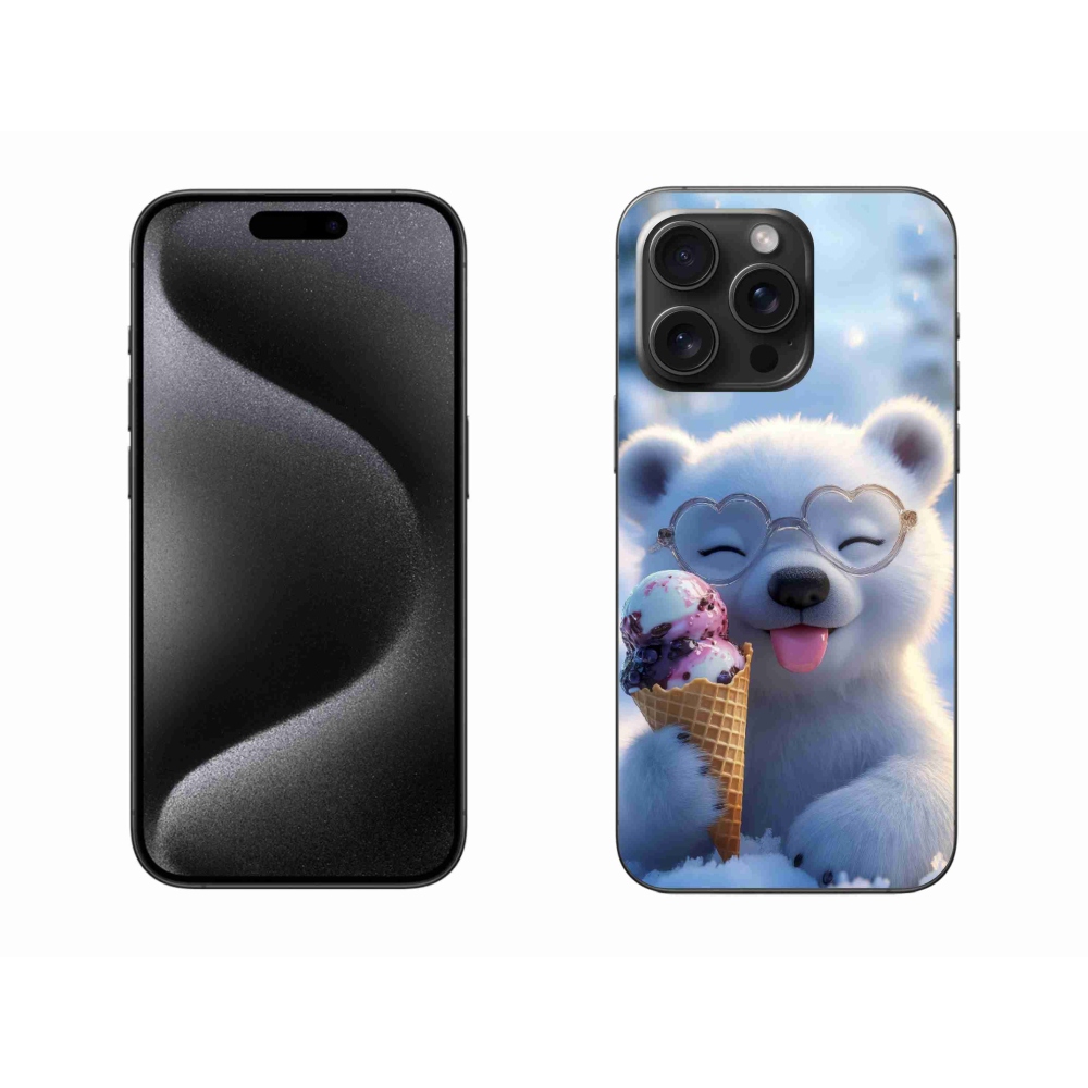 Gelový kryt mmCase na iPhone 15 Pro Max - medvídek se zmrzlinou
