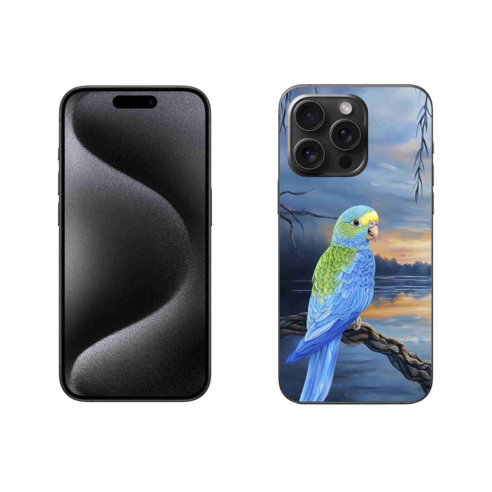 Gelový kryt mmCase na iPhone 15 Pro Max - modrý papoušek
