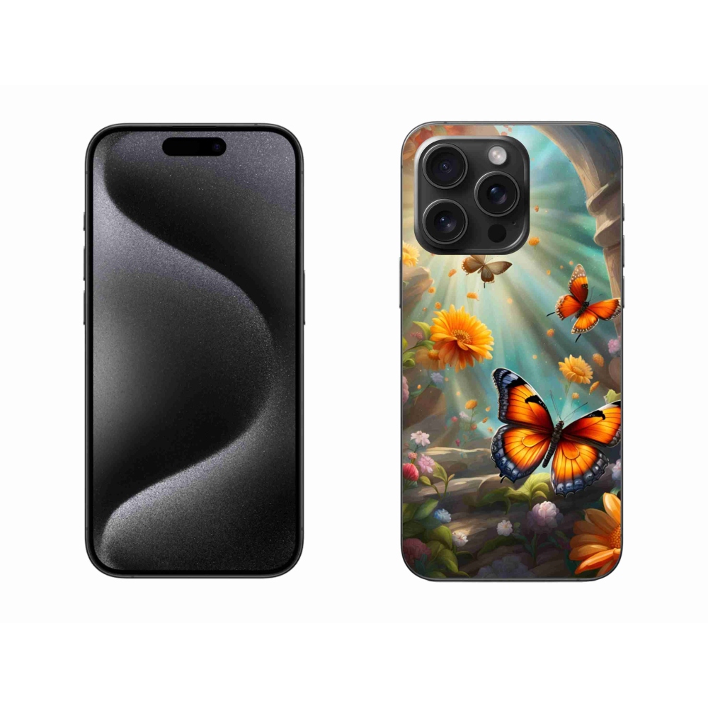 Gelový kryt mmCase na iPhone 15 Pro Max - motýlí zahrada 2