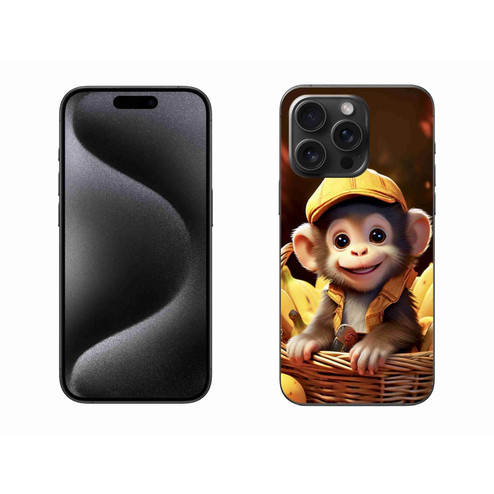 Gelový kryt mmCase na iPhone 15 Pro Max - opice v košíku