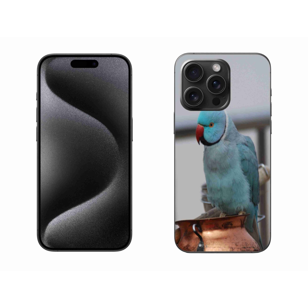 Gelový kryt mmCase na iPhone 15 Pro Max - papoušek alexandr modrý