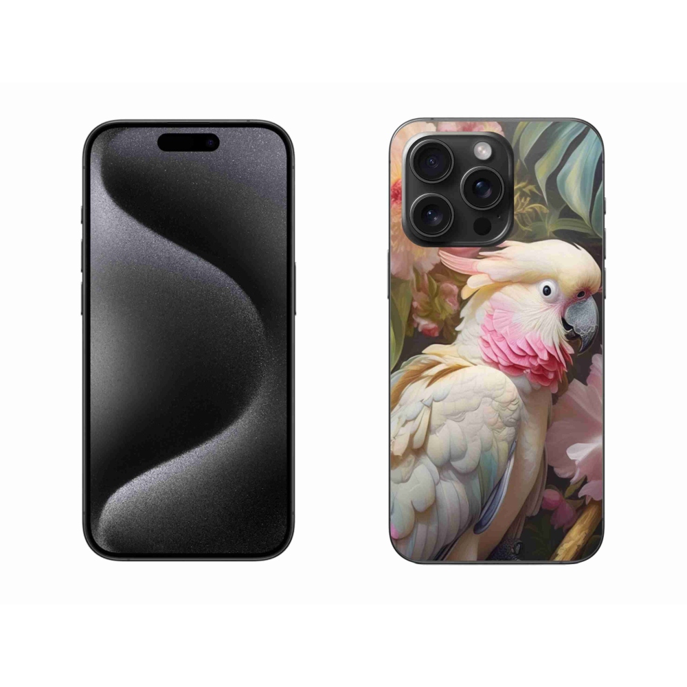 Gelový kryt mmCase na iPhone 15 Pro Max - papoušek kakadu růžový 2