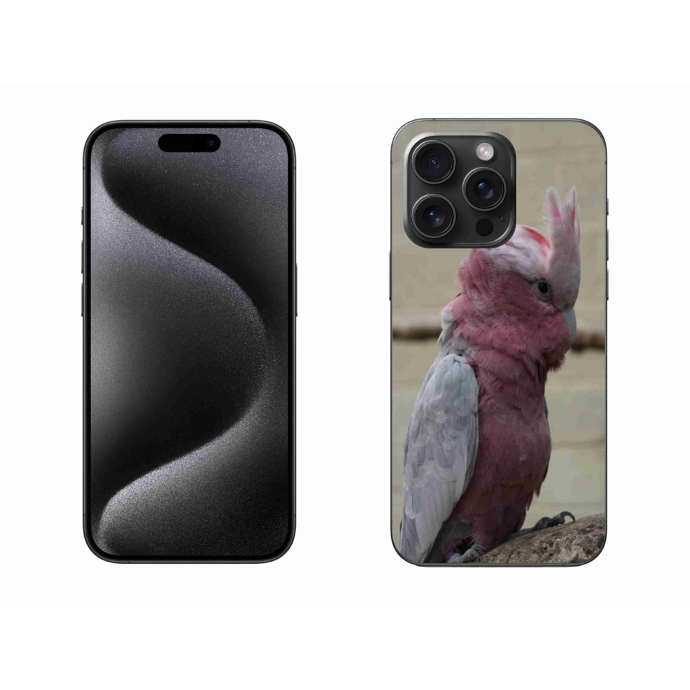 Gelový kryt mmCase na iPhone 15 Pro Max - papoušek kakadu růžový