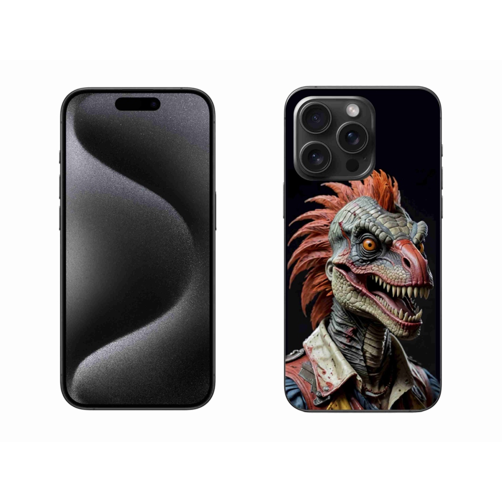 Gelový kryt mmCase na iPhone 15 Pro Max - punk dinosaurus