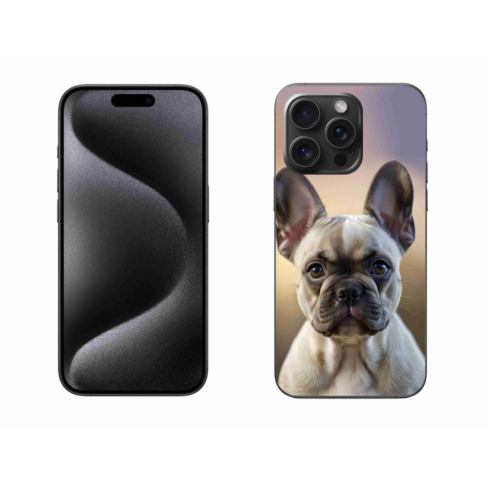 Gelový kryt mmCase na iPhone 15 Pro Max - roztomilý francouzský buldoček