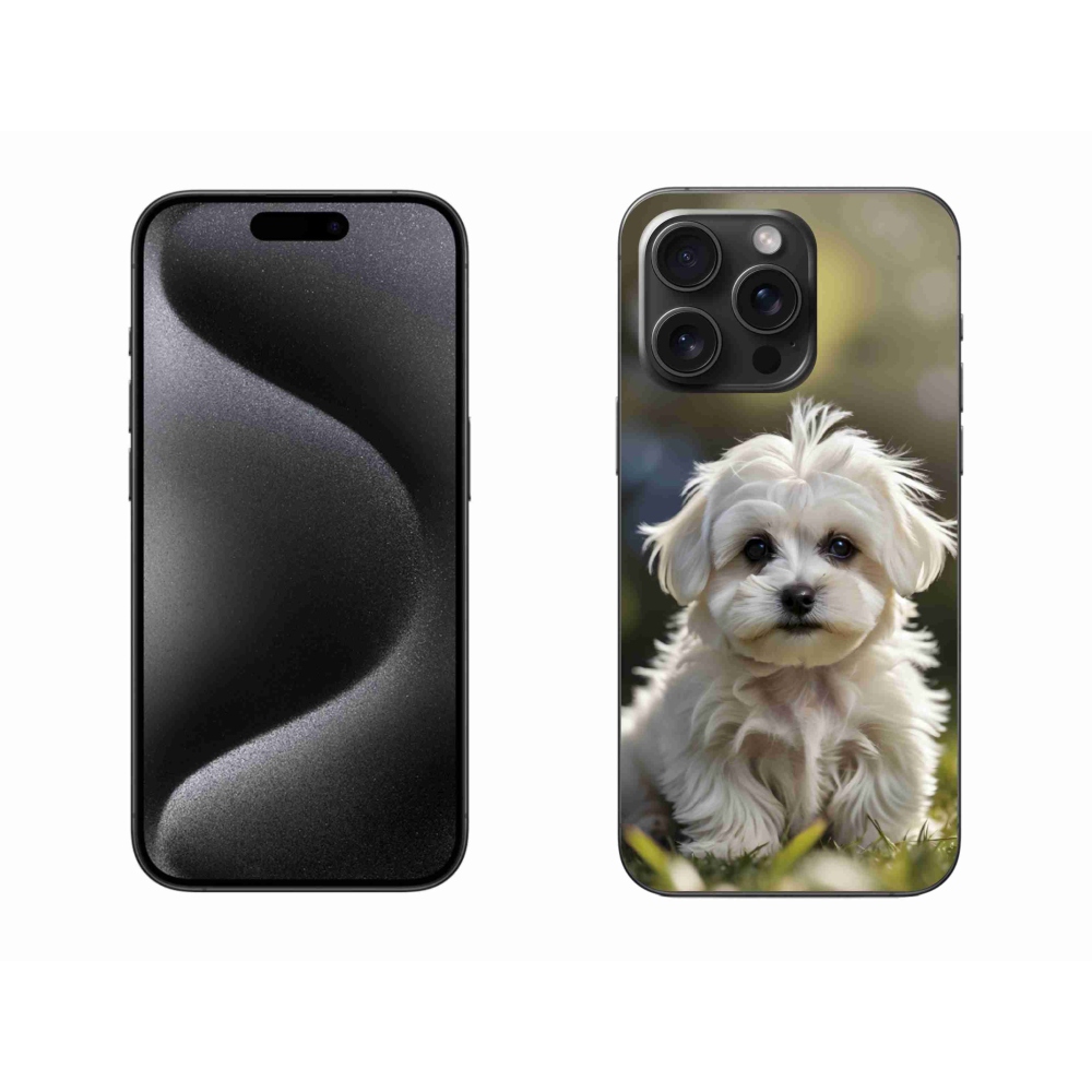 Gelový kryt mmCase na iPhone 15 Pro Max - roztomilý maltézský psík