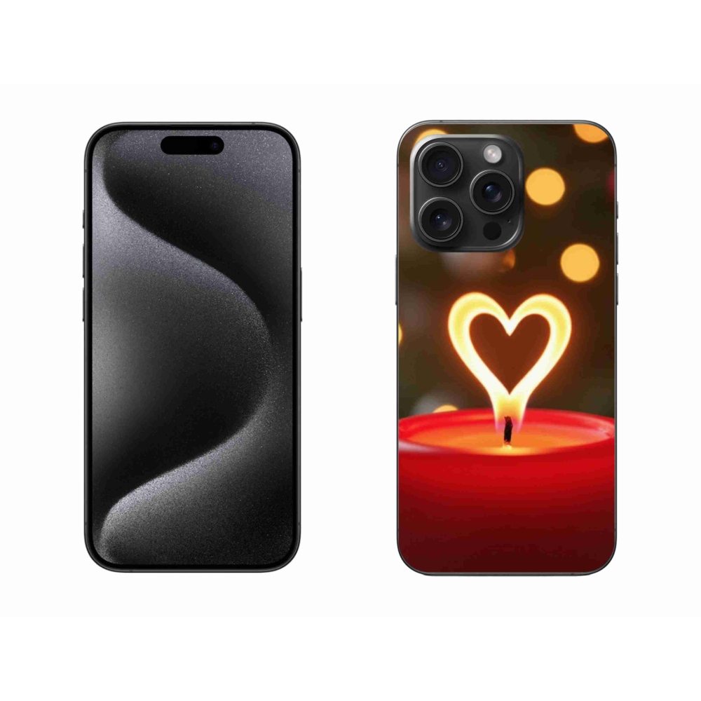 Gelový kryt mmCase na iPhone 15 Pro Max - srdce z plamene