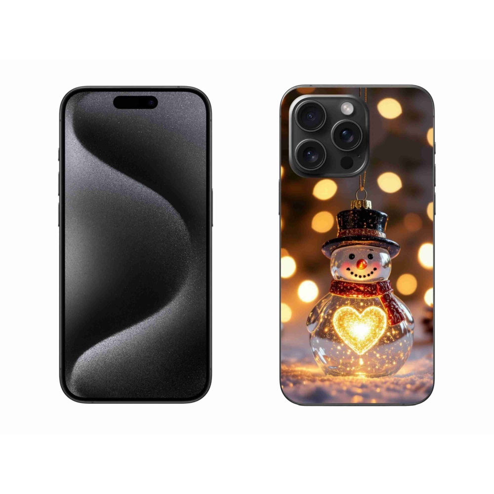 Gelový kryt mmCase na iPhone 15 Pro Max - svítící vánoční sněhulák