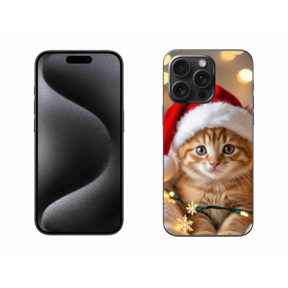 Gelový kryt mmCase na iPhone 15 Pro Max - vánoční kotě