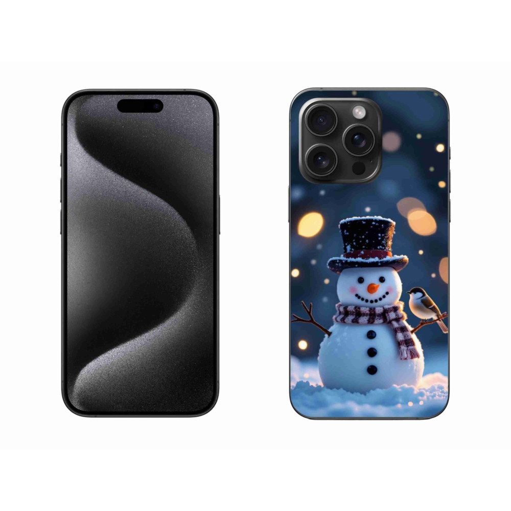 Gelový kryt mmCase na iPhone 15 Pro Max - vánoční sněhulák
