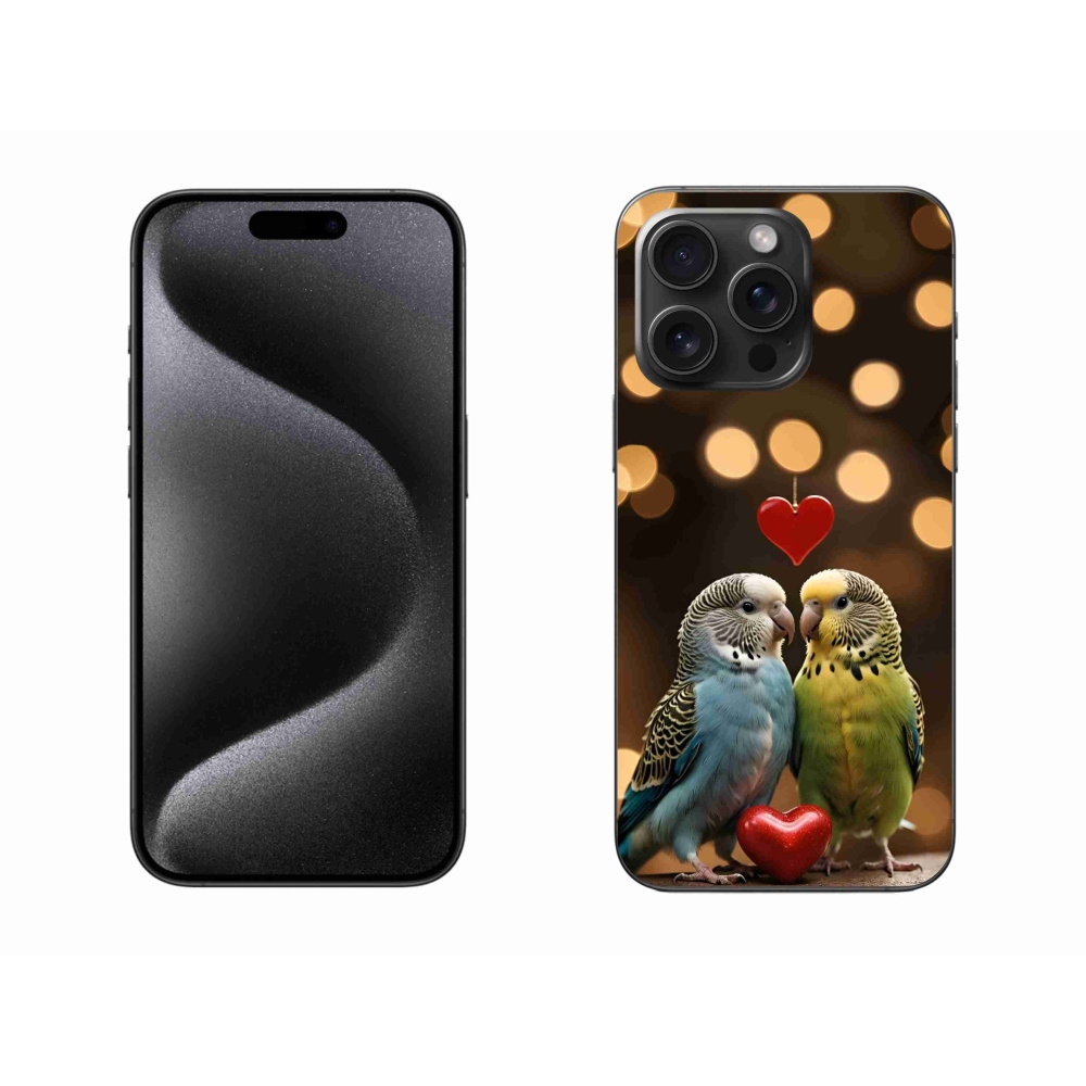 Gelový kryt mmCase na iPhone 15 Pro Max - zamilovaní papoušci