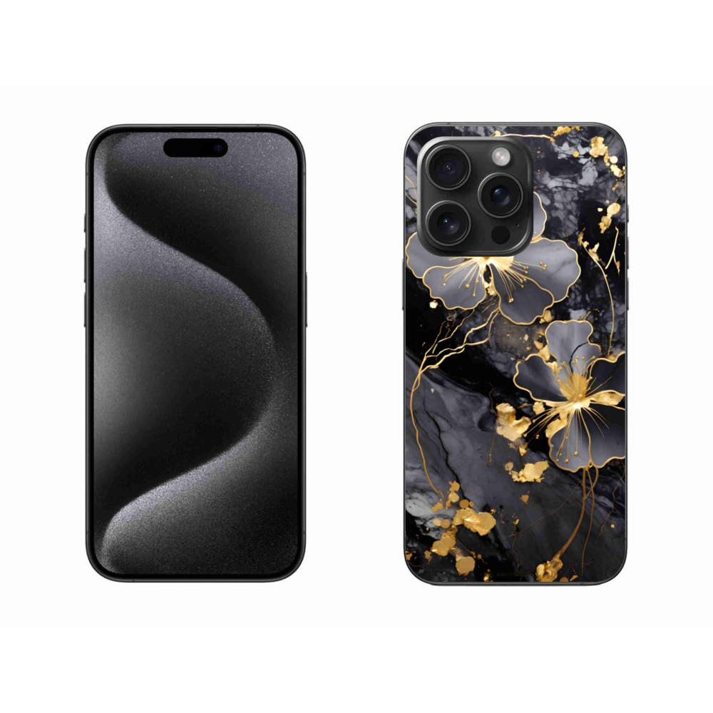 Gelový kryt mmCase na iPhone 15 Pro Max - zlaté květy