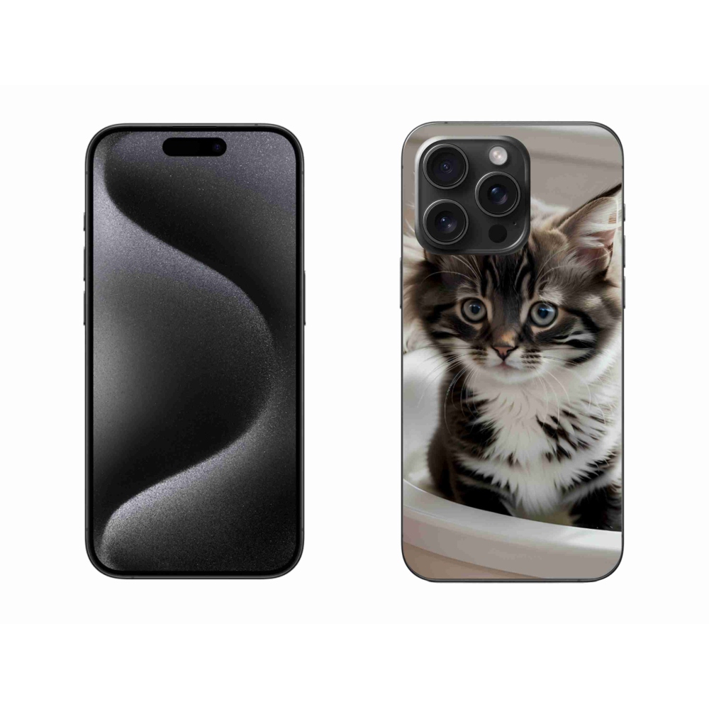 Gelový kryt mmCase na iPhone 15 Pro Max - zvědavé kotě