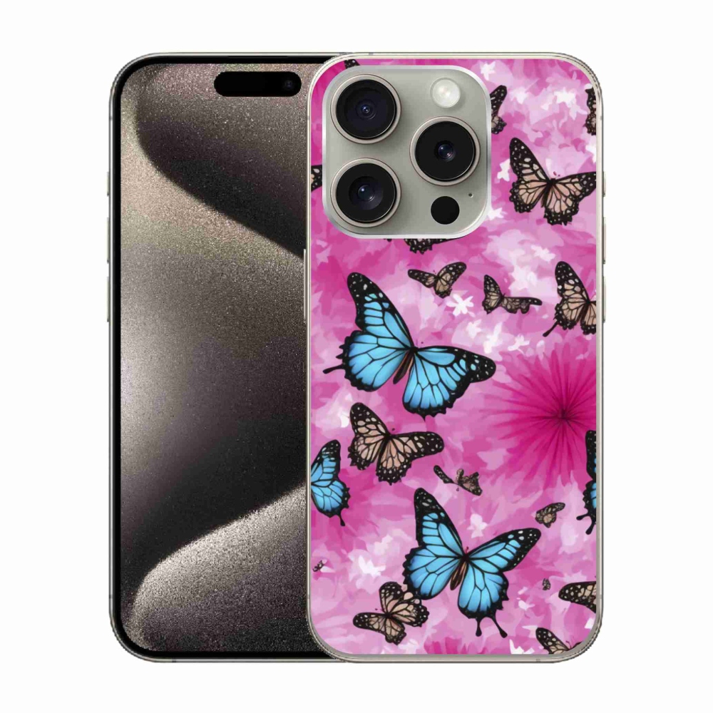 Gelový kryt mmCase na iPhone 15 Pro - motýlí zahrada