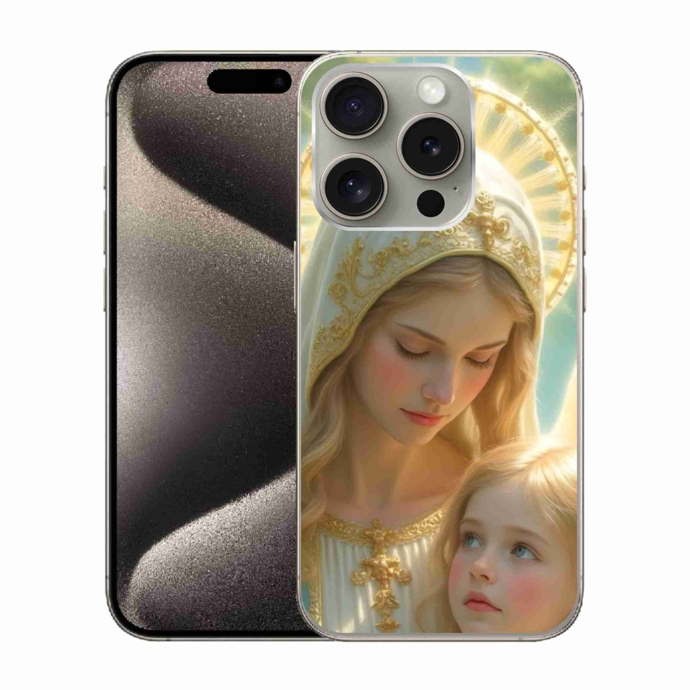 Gelový kryt mmCase na iPhone 15 Pro - náboženský motiv 2