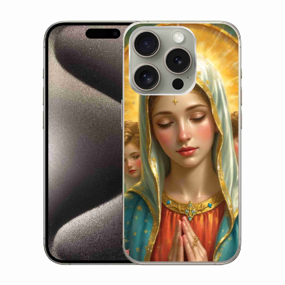 Gelový kryt mmCase na iPhone 15 Pro - náboženský motiv 3